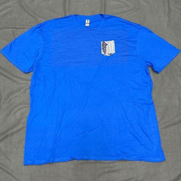 Attack On Titan Season 2 Blue Anime Short Sleeve Graphic Tee Size 2XL - Picture 1 of 6